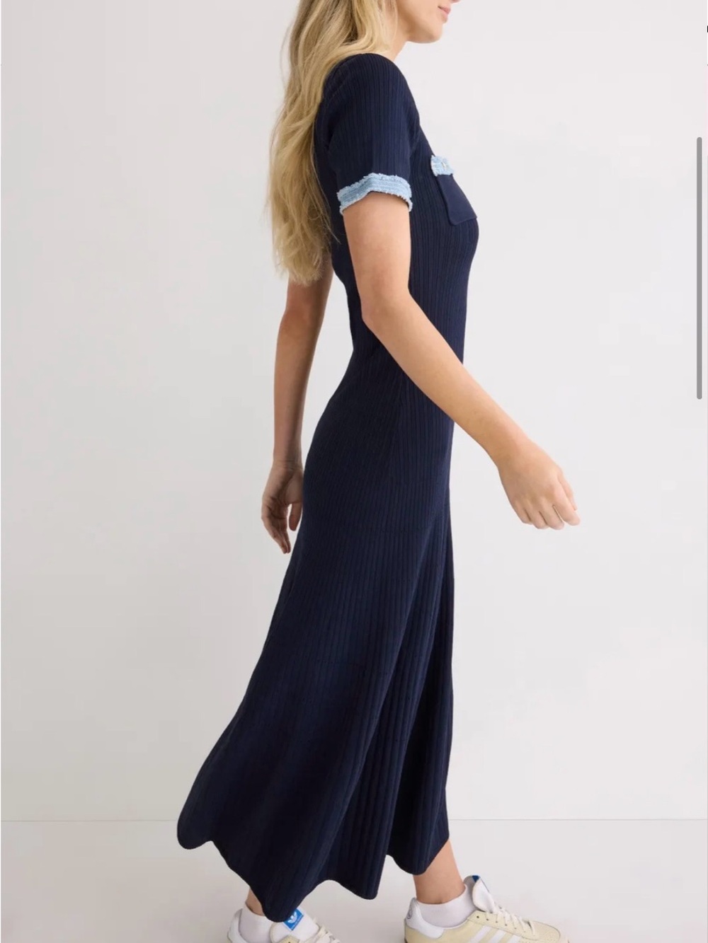 Sandro Women’s Knit and denim maxi dress Size 4 / 36 - Picture 4 of 12